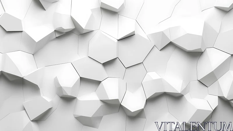 White low poly geometric wall with faceted 3D depth.