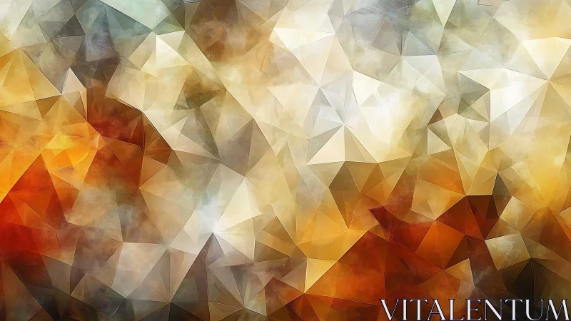 Abstract Geometric Polygon Art with Warm Earth Tones and Texture.