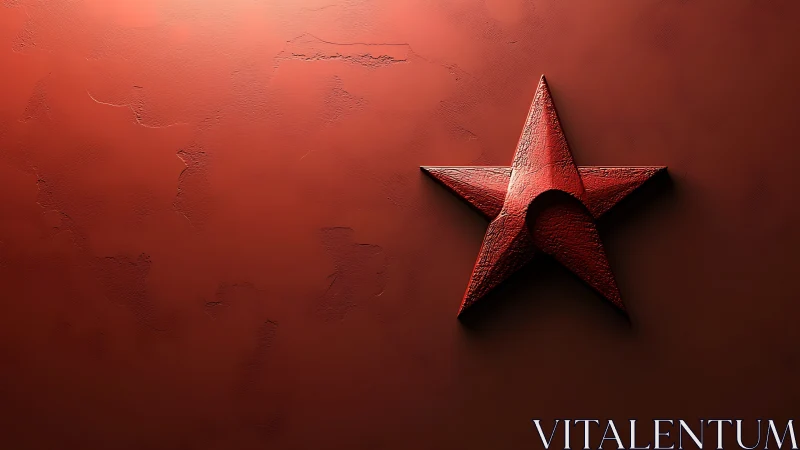 Red crescent star emblem casts long textured shadow.