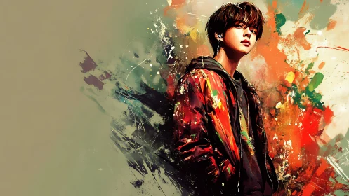 Color-splashed portrait celebrates a calm, confident youth