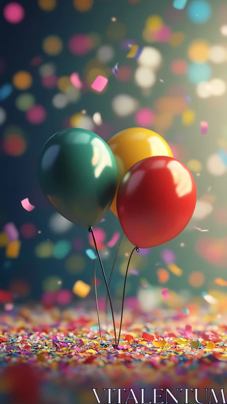 Vibrant Balloons Celebrate Among Colorful Confetti