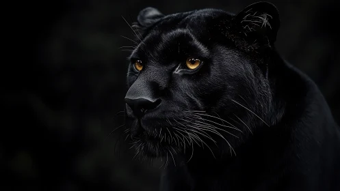 Golden-Eyed Panther Commands Darkness With Regal Intensity