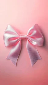 Pink Satin Bow with Gradient Sheen on Monochrome Background.