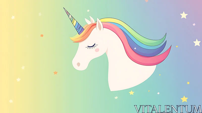 Pastel gradient unicorn head with multicolor mane profile