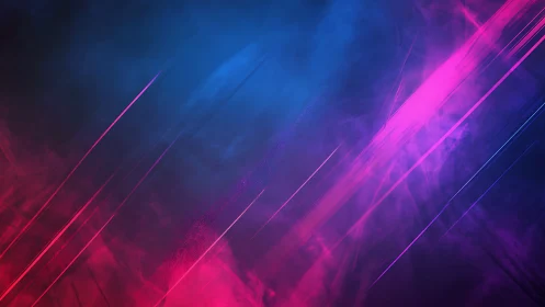 Neon magenta streaks cut through deep blue digital smoke haze