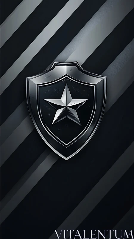 Metallic shield emblem displays central chrome star