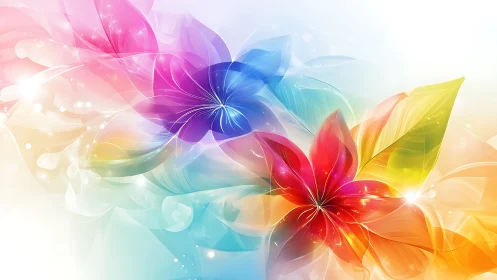 Radiant Flowers Dancing in Colorful Light.