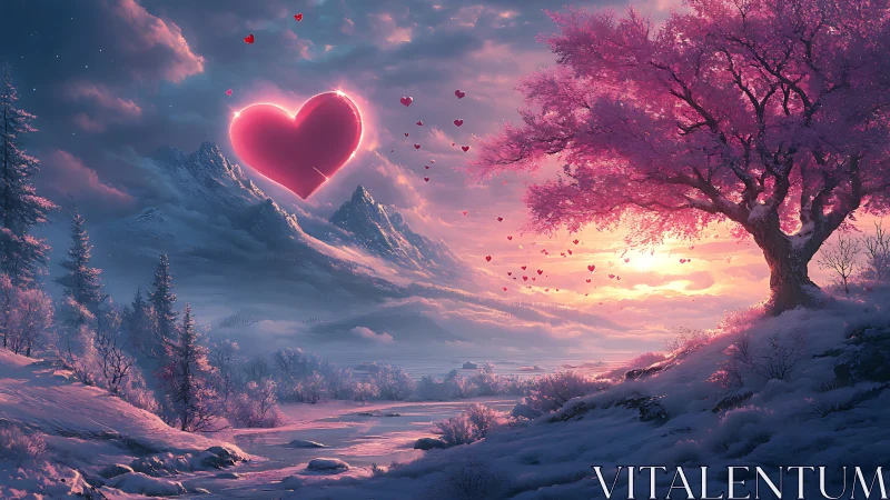 Winter Magic Under Glowing Hearts.