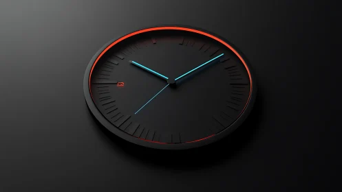 Minimalist chronometric interface with neon edge illumination.