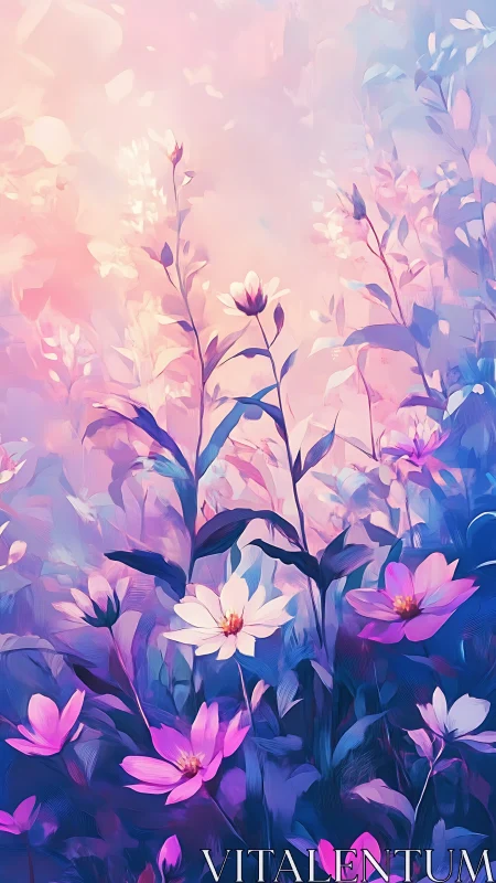 Serene Wildflowers Bloom in Dreamy Pastel Light