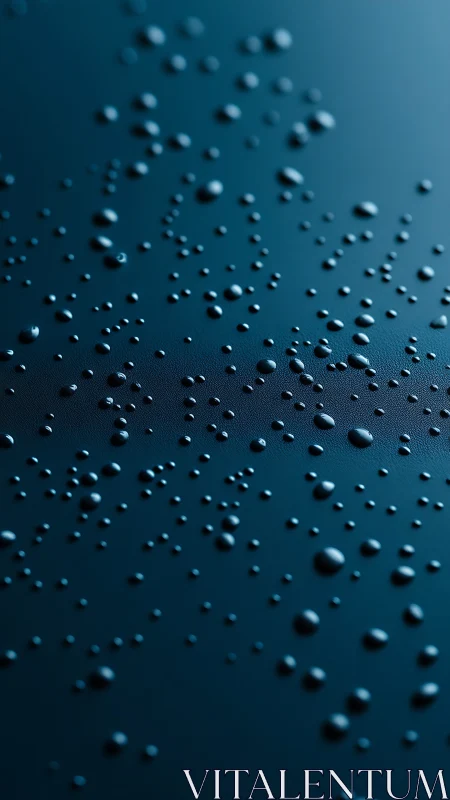 Water droplets scatter across dark teal textured surface