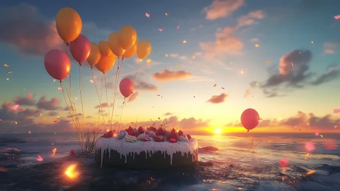 Birthday Wishes Over a Golden Sunset Beach.