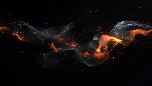 Fiery Collision: Twin Ribbons Dancing Through Darkness