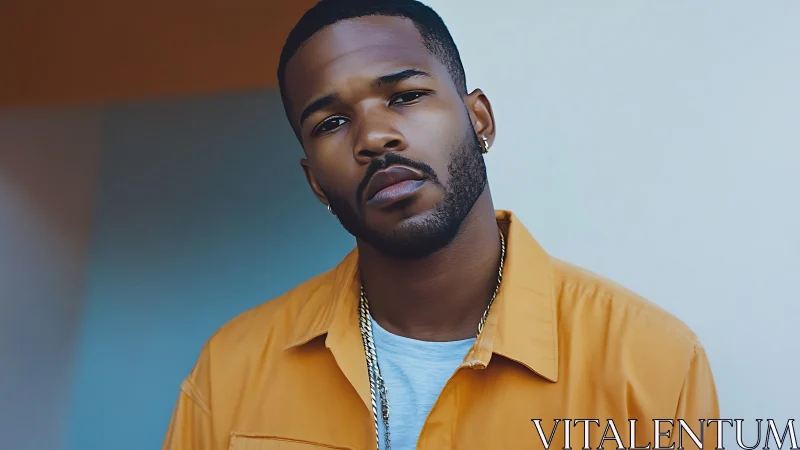 Burnt-sienna jacket frames a quietly defiant street gaze