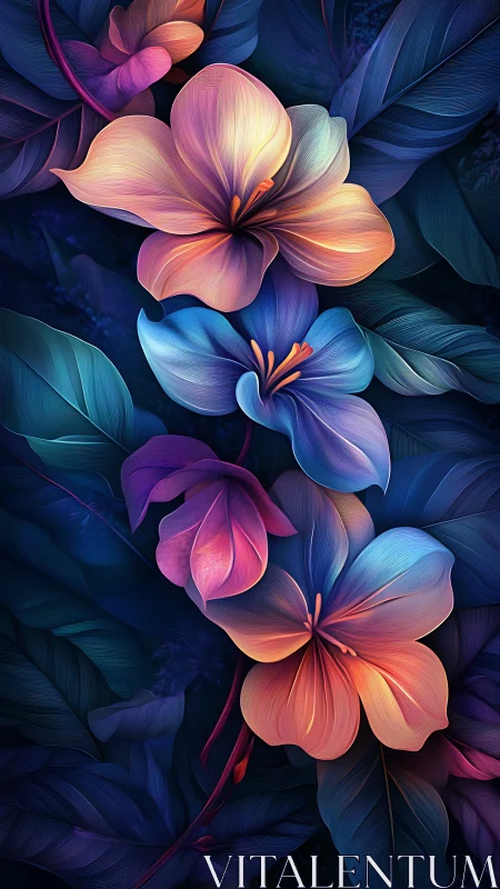 Luminous Volumetric Floral Composition With Gradient Petals And Translucent Layering