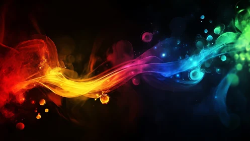 Multicolor light bands across dark field with fluid gradients.