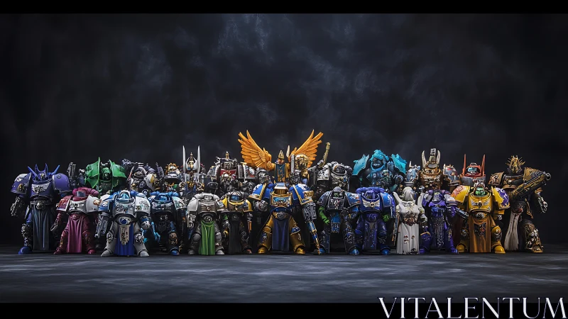 Colorful armored heroes gathered in a dramatic battle lineup.
