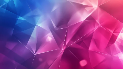 Vibrant Polygonal Abstract Background in Blue and Pink Gradient.