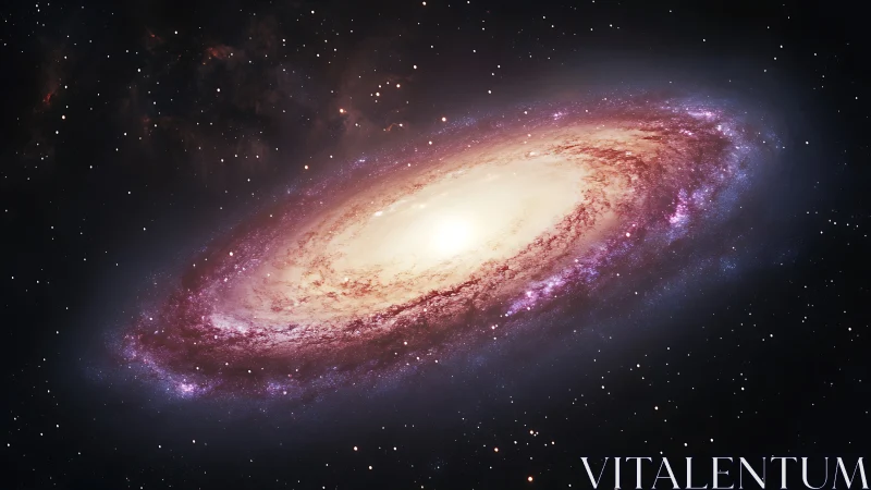 Spiral galaxy rendered with bright core and wide star field