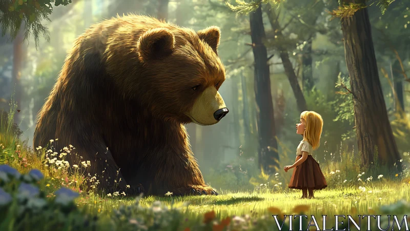 Gentle forest giant sharing a quiet moment with a child.