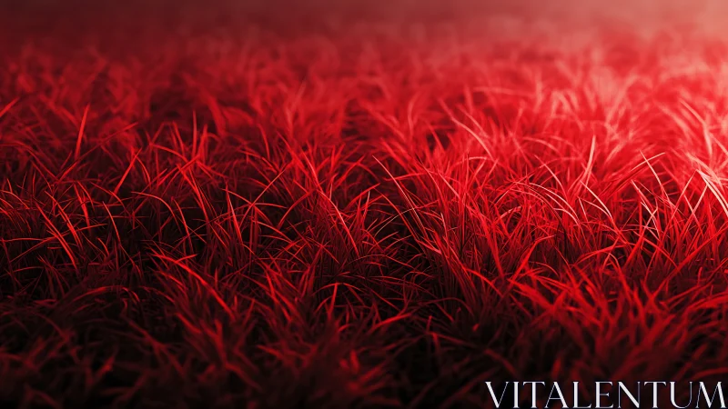 Crimson grass field under soft glowing backlight.