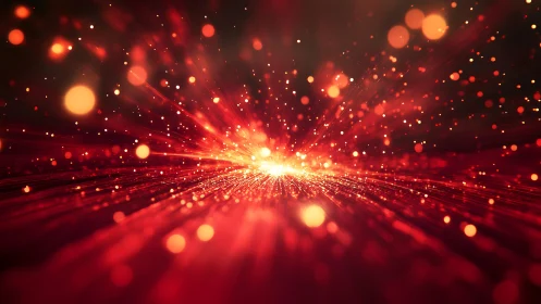 Radiant Burst of Red and Gold Light in Abstract Digital Art.