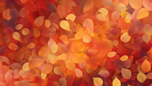 Glowing autumn leaves form a warm abstract seasonal pattern.