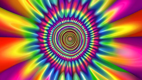 Color vortex hums outward as neon petals spiral forever