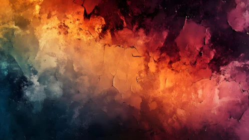 Vibrant Abstract Texture with Cracked Paint and Bold Colors.