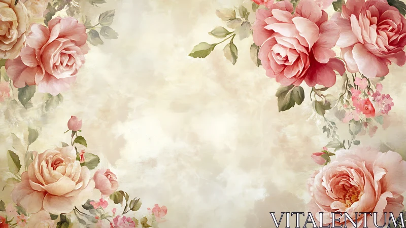 Romantic Botanical Arrangement with Blooming Pink Peonies