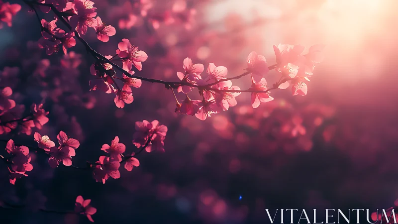 Luminescent Cherry Blossoms in Atmospheric Bokeh Gradient.