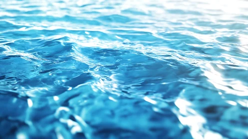 Sunlit ocean surface shimmers with gentle rolling waves.