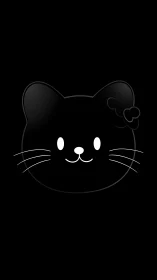 Whisker-Adorned Feline Visage with Charming Bow Detail