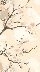 Cherry Blossoms in Gentle Bloom on Delicate Branches.