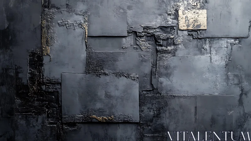 Textured abstract wall art in dark gray and metallic tones, modern style.