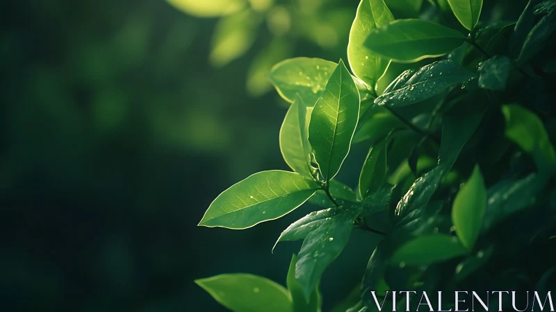 Backlit green leaves form a luminous macro botanical study