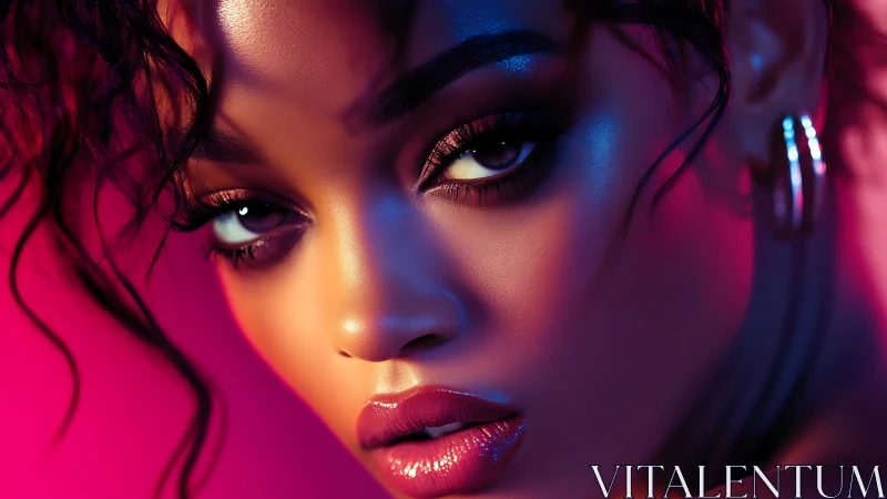 Luminous neon portrait celebrates bold beauty and soft light