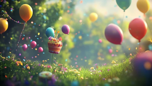 Magical Garden Party: Balloons, Blooms, and Wonder.