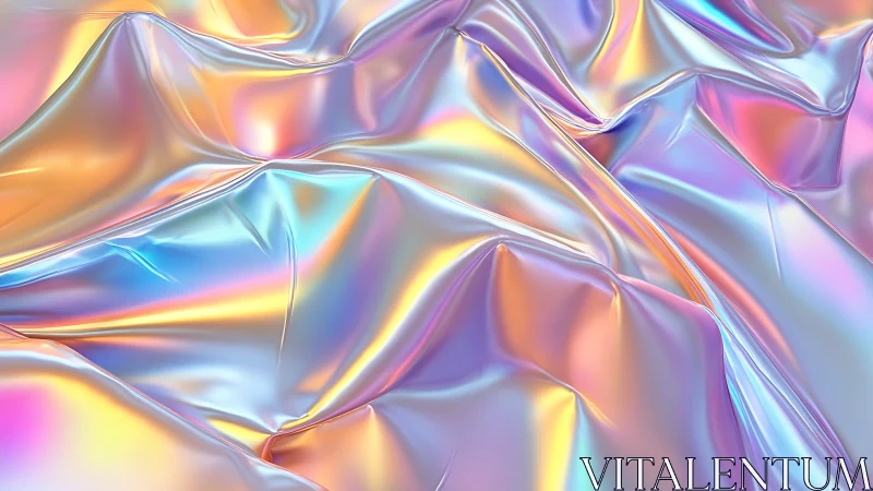 Iridescent folded surface with multicolor reflective sheen.