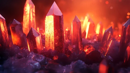 Glowing Red Crystals in Molten Heat.