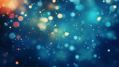 Abstract blue and orange bokeh lights digital background art.