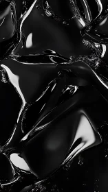 Liquid black chrome folds flow in dramatic glossy motion