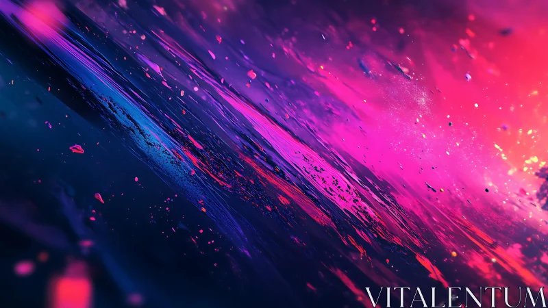 Vivid Abstract Digital Art With Neon Pink And Blue Streaks.