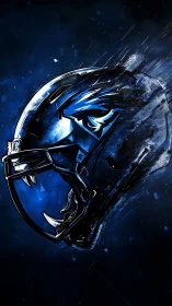 High-contrast blue football helmet with stylized avian logo rendered