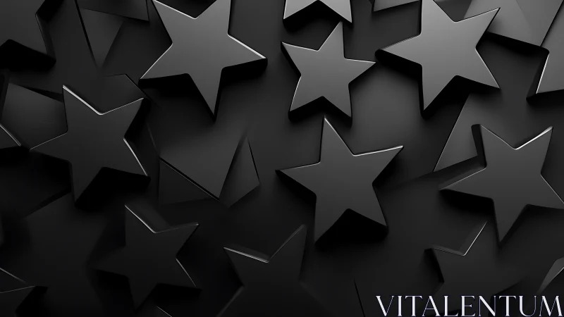 Gleaming black stars drift softly across a midnight surface