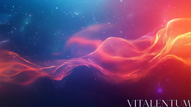 Colored luminous wave structure traverses a dark starfield