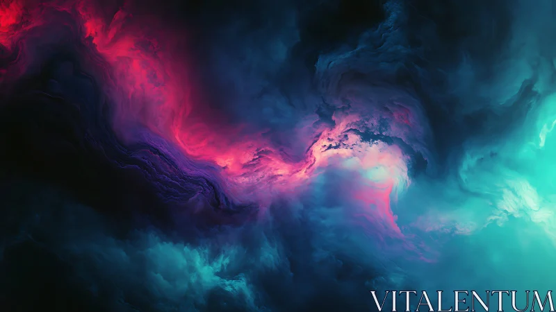 Digital nebula structure shows contrasting cyan and magenta regions