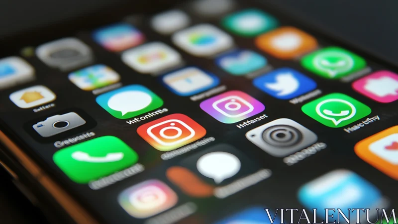 Glowing social media icons on sleek smartphone screen.