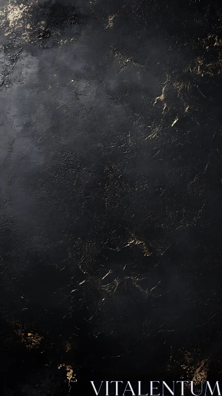 Textured black abstraction with metallic gold patina accents.