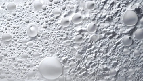 Translucent droplets scatter across textured white surface